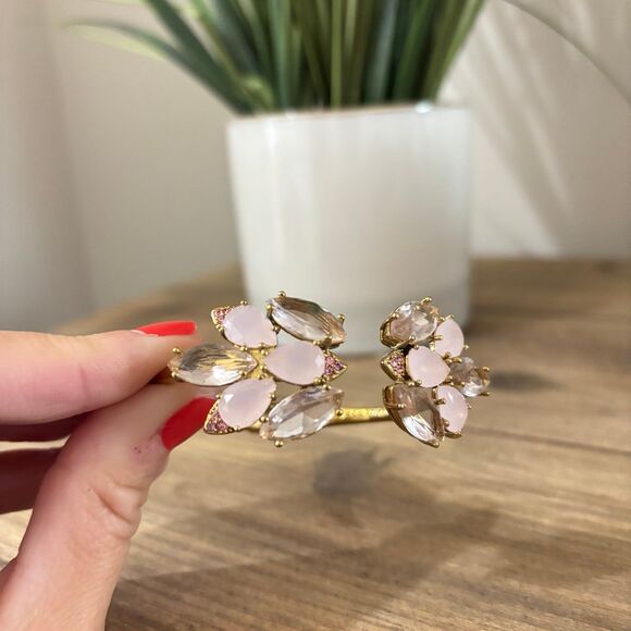 Kate Spade New York Blushing Blooms Gold Hinged Bangle Bracelet - Picture 6 of 8